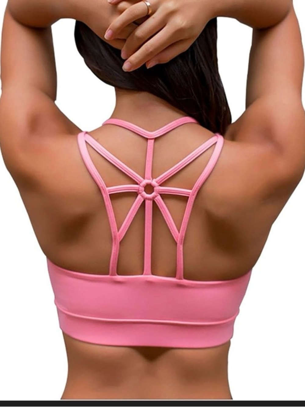 Women's Light Pink Strappy Sports Bra